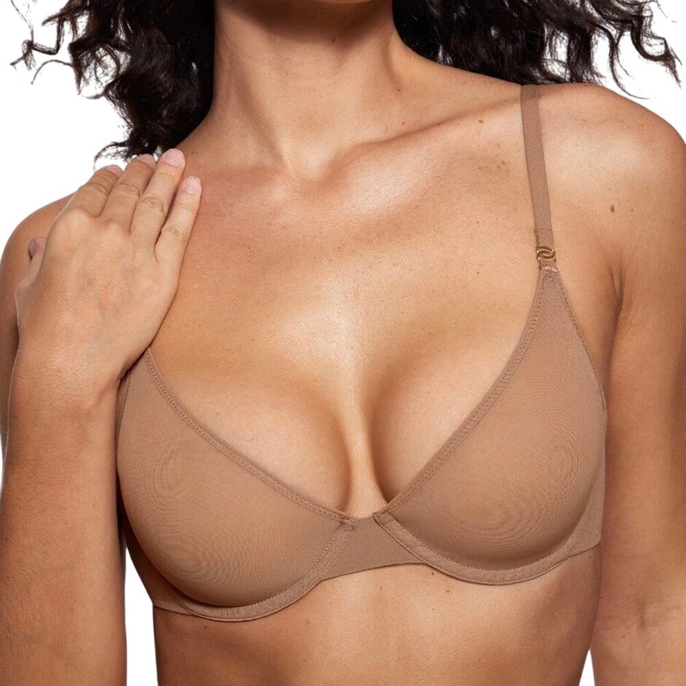 NWT Inlyric Cosnufy Mesh Scoop Underwire Bra in Gravel Beige Size 36A